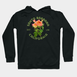 Santa Barbara California Vintage Rose Botanical Illustration Hoodie